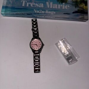 SOLD- Bulova Silver Watch with Pink Dial